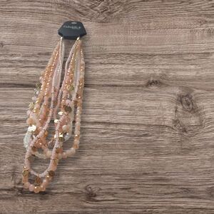 Elegant Multi-Strand Necklace with Peach and Gold Accents